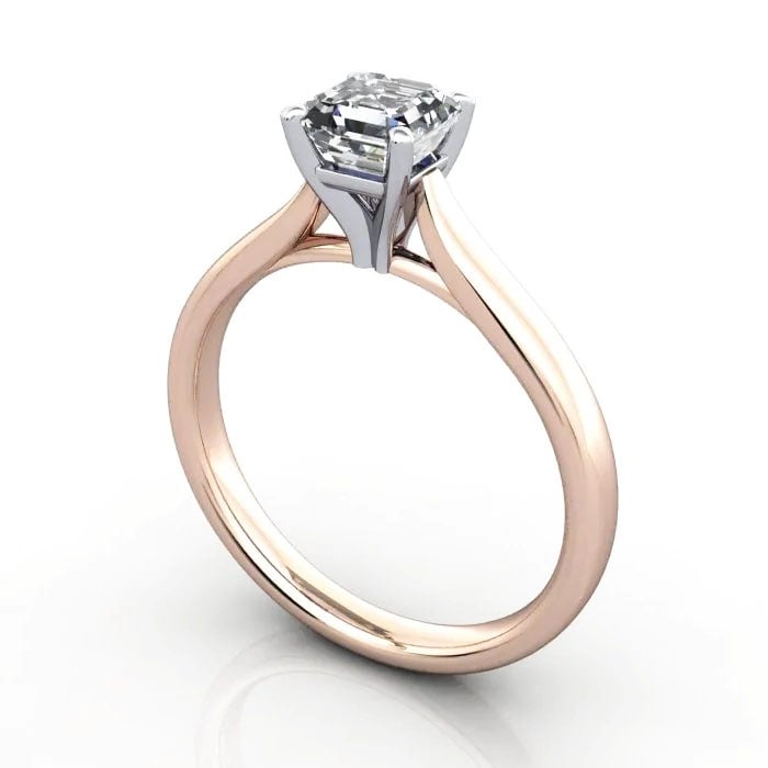 Asscher Cut Solitaire Diamond Ring Rose Gold RS41 3D Asscher Cut Solitaire Diamond Ring Rose Gold RS41 3D