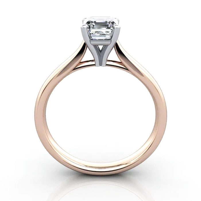 Asscher Cut Solitaire Diamond Ring Rose Gold RS41 TF Asscher Cut Solitaire Diamond Ring Rose Gold RS41 TF