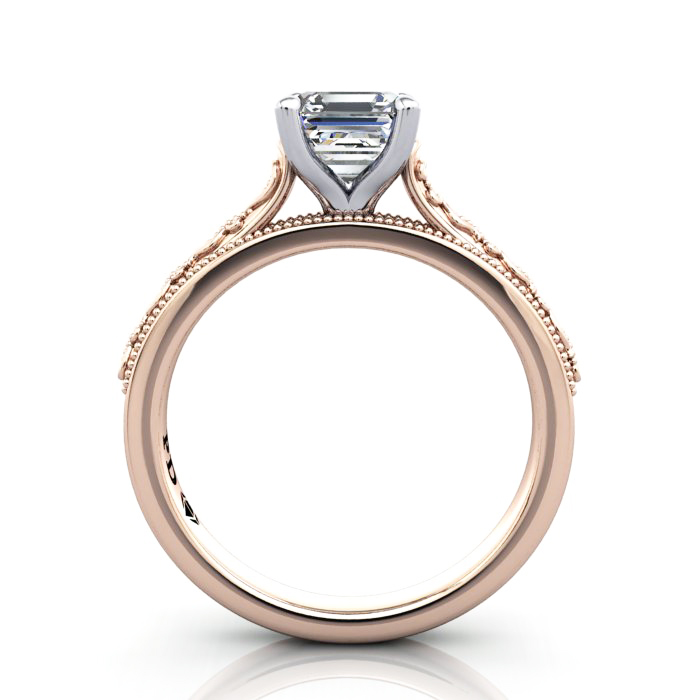 Asscher Cut Solitaire Diamond Ring Rose Gold RS50 TF