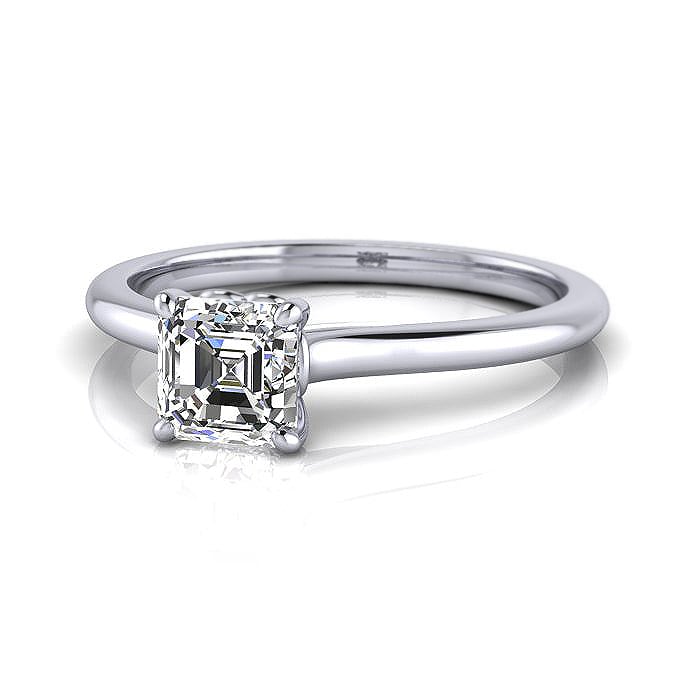 Asscher Cut Solitaire Diamond Ring White Gold RS1 LF Asscher Cut Solitaire Diamond Ring White Gold RS1 LF