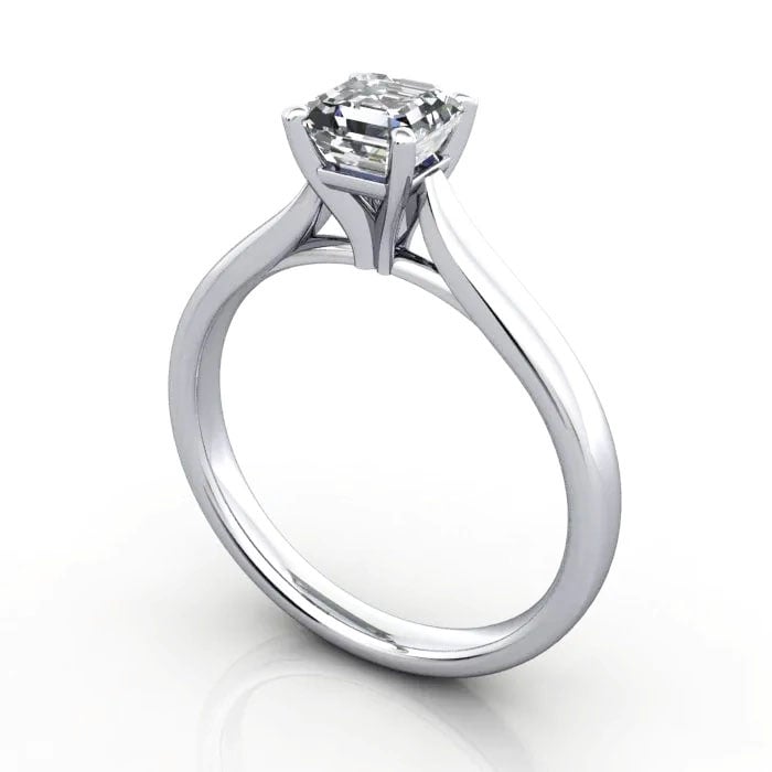 Asscher Cut Solitaire Diamond Ring White Gold RS41 3D Asscher Cut Solitaire Diamond Ring White Gold RS41 3D