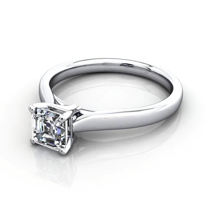 Asscher Cut Solitaire Diamond Ring White Gold RS41 LF Asscher Cut Solitaire Diamond Ring White Gold RS41 LF