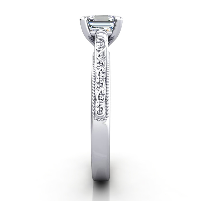 Asscher Cut Solitaire Diamond Ring White Gold RS50 SV