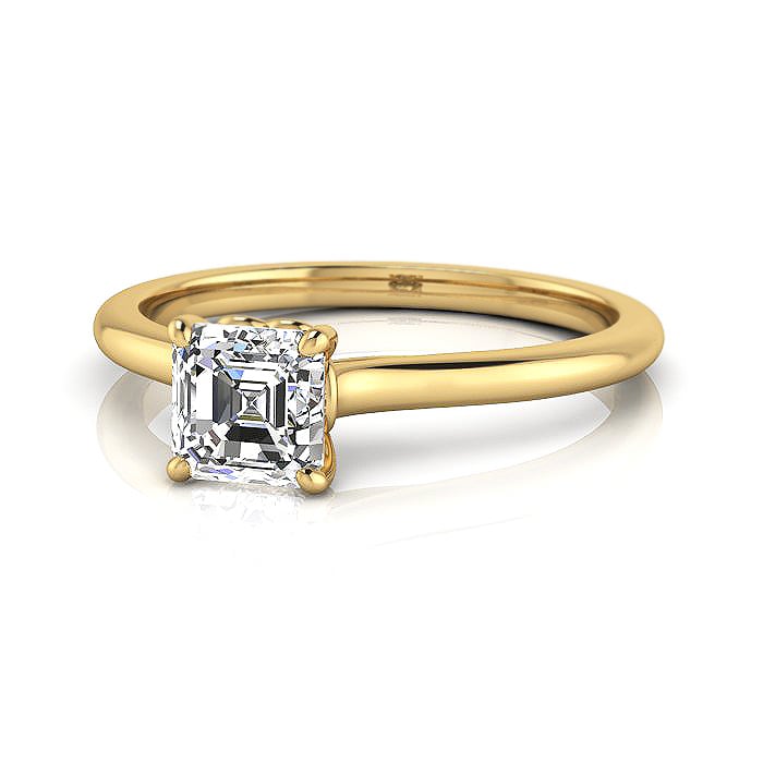 Asscher Cut Solitaire Diamond Ring Yellow Gold RS1 LF Asscher Cut Solitaire Diamond Ring Yellow Gold RS1 LF
