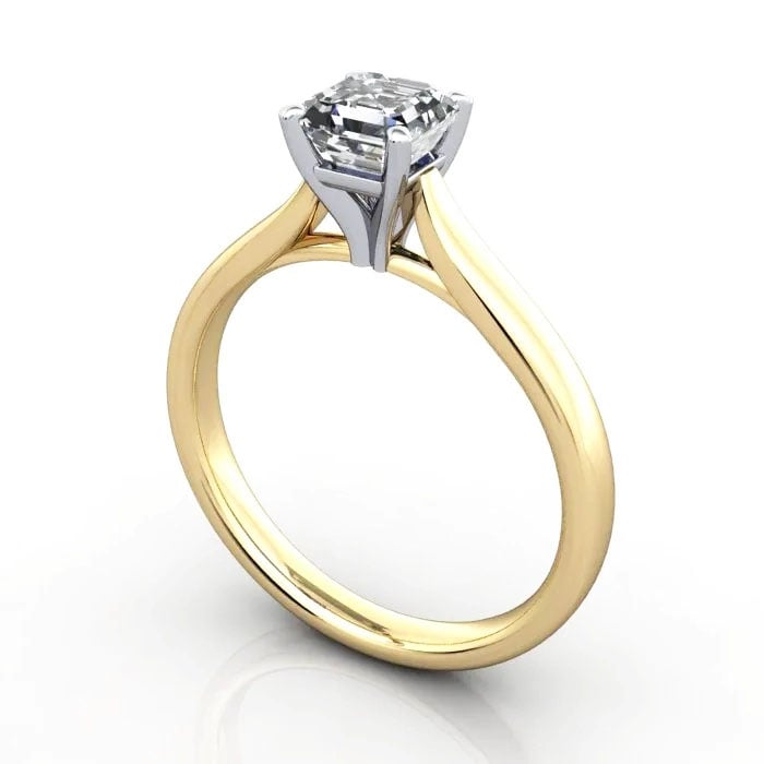 Asscher Cut Solitaire Diamond Ring Yellow Gold RS41 3D Asscher Cut Solitaire Diamond Ring Yellow Gold RS41 3D