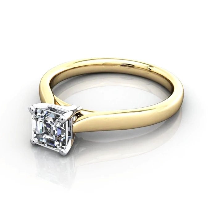Asscher Cut Solitaire Diamond Ring Yellow Gold RS41 LF Asscher Cut Solitaire Diamond Ring Yellow Gold RS41 LF