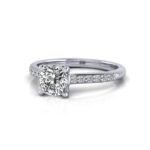 Cushion Cut Solitaire Accent Diamond Ring Platinum RSA1 LF