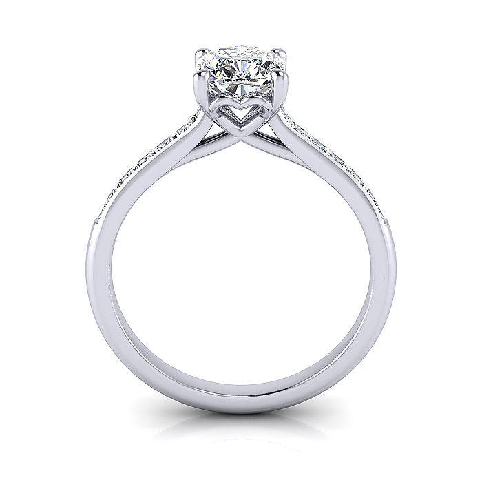 Cushion Cut Solitaire Accent Diamond Ring Platinum RSA1 TF