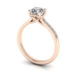 Cushion Cut Solitaire Accent Diamond Ring Rose Gold RSA1 3D