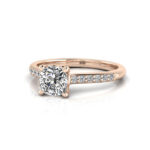 Cushion Cut Solitaire Accent Diamond Ring Rose Gold RSA1 LF
