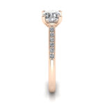 Cushion Cut Solitaire Accent Diamond Ring Rose Gold RSA1 SV