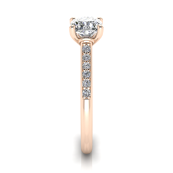 Cushion Cut Solitaire Accent Diamond Ring Rose Gold RSA1 SV