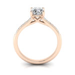 Cushion Cut Solitaire Accent Diamond Ring Rose Gold RSA1 TF