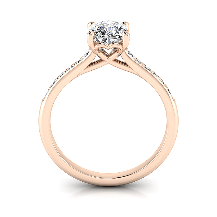 Cushion Cut Solitaire Accent Diamond Ring Rose Gold RSA1 TF