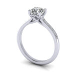 Cushion Cut Solitaire Accent Diamond Ring White Gold RSA1 3D