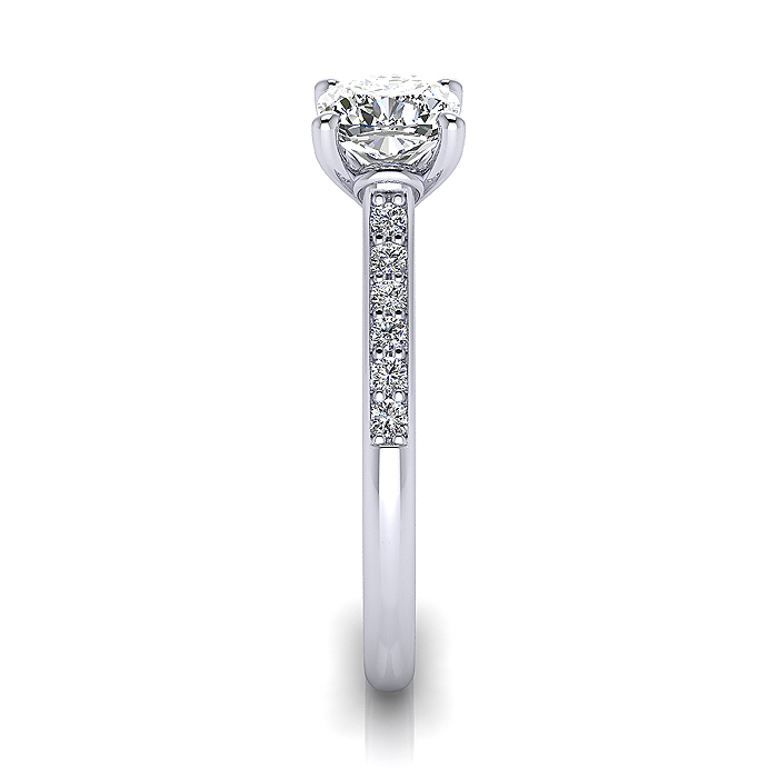 Cushion Cut Solitaire Accent Diamond Ring White Gold RSA1 SV