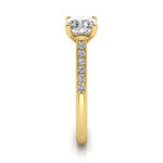 Cushion Cut Solitaire Accent Diamond Ring Yellow Gold RSA1 SV