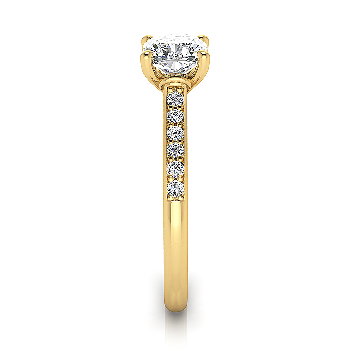 Cushion Cut Solitaire Accent Diamond Ring Yellow Gold RSA1 SV