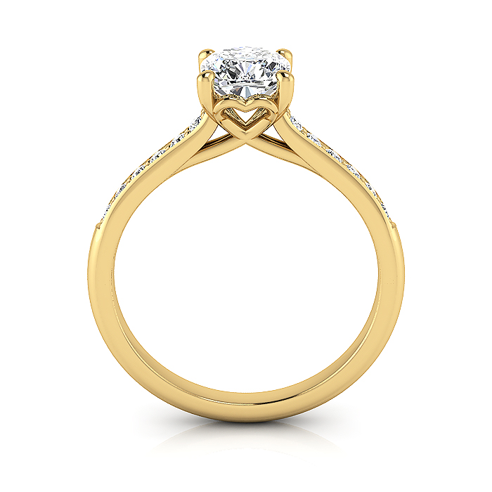 Cushion Cut Solitaire Accent Diamond Ring Yellow Gold RSA1 TF