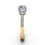 Cushion Cut Solitaire Accent Diamond Ring Yellow Gold RSA5 SV