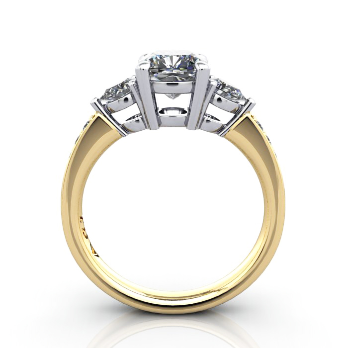 Cushion Cut Solitaire Accent Diamond Ring Yellow Gold RSA5 TF