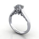 Cushion Cut Solitaire Diamond Ring Platinum RS35 3D