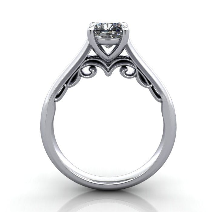 Cushion Cut Solitaire Diamond Ring Platinum RS35 TF