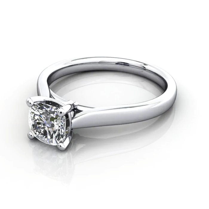 Cushion Cut Solitaire Diamond Ring Platinum RS41 LF Cushion Cut Solitaire Diamond Ring Platinum RS41 LF
