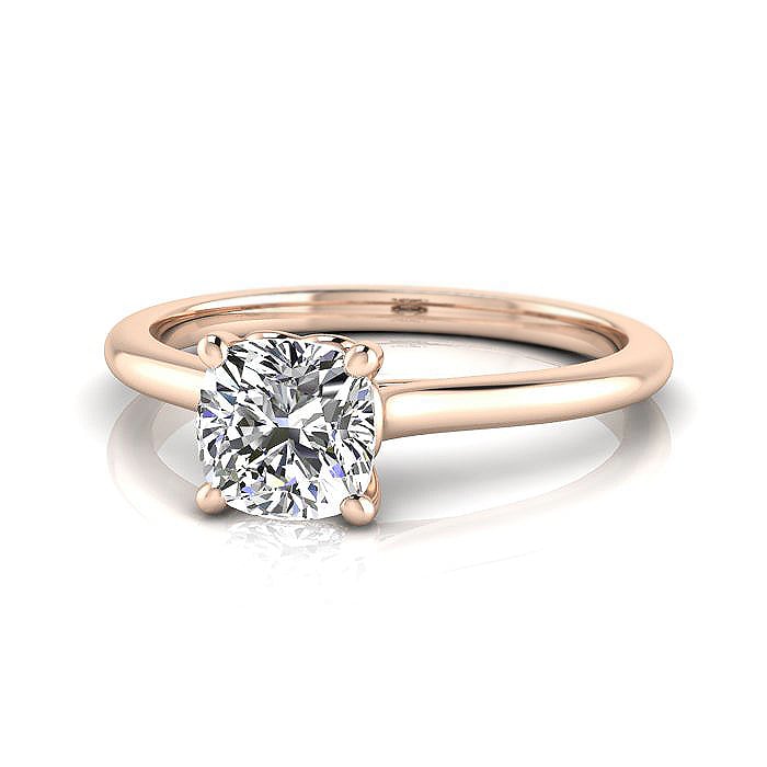 Cushion Cut Solitaire Diamond Ring Rose Gold RS1 LF Cushion Cut Solitaire Diamond Ring Rose Gold RS1 LF