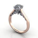 Cushion Cut Solitaire Diamond Ring Rose Gold RS35 3D Cushion Cut Solitaire Diamond Ring Rose Gold RS35 3D