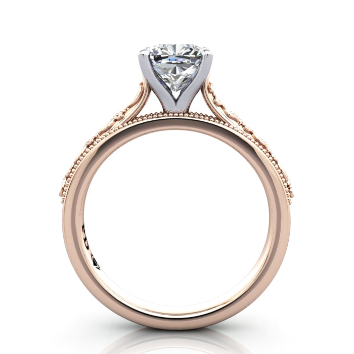 Cushion Cut Solitaire Diamond Ring Rose Gold RS50 TF