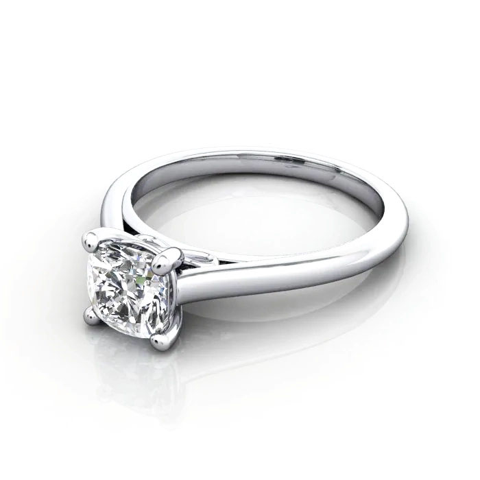 Cushion Cut Solitaire Diamond Ring White Gold RS34 LF Cushion Cut Solitaire Diamond Ring White Gold RS34 LF