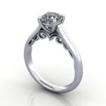 Cushion Cut Solitaire Diamond Ring White Gold RS35 3D Cushion Cut Solitaire Diamond Ring White Gold RS35 3D