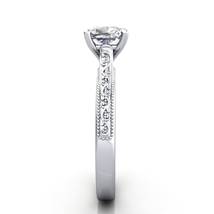 Cushion Cut Solitaire Diamond Ring White Gold RS50 SV