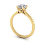 Cushion Cut Solitaire Diamond Ring Yellow Gold RS1 3D