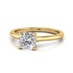 Cushion Cut Solitaire Diamond Ring Yellow Gold RS1 LF