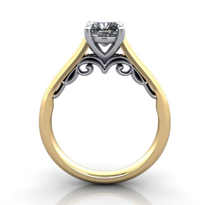 Cushion Cut Solitaire Diamond Ring Yellow Gold RS35 TF Cushion Cut Solitaire Diamond Ring Yellow Gold RS35 TF