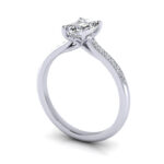 Emerald Cut Solitaire Accent Diamond Ring Platinum RSA1 3D