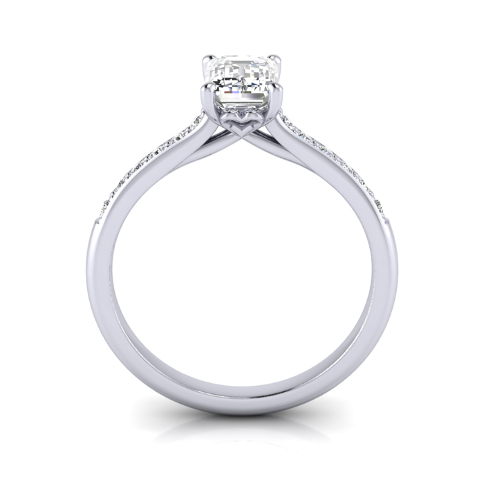 Emerald Cut Solitaire Accent Diamond Ring Platinum RSA1 TF
