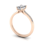 Emerald Cut Solitaire Accent Diamond Ring Rose Gold RSA1 3D