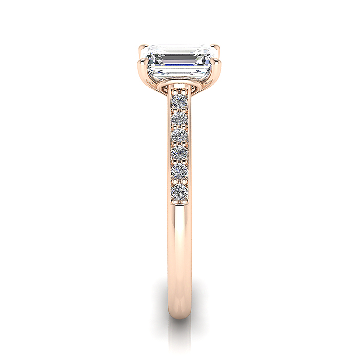 Emerald Cut Solitaire Accent Diamond Ring Rose Gold RSA1 SV