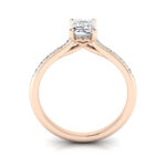 Emerald Cut Solitaire Accent Diamond Ring Rose Gold RSA1 TF