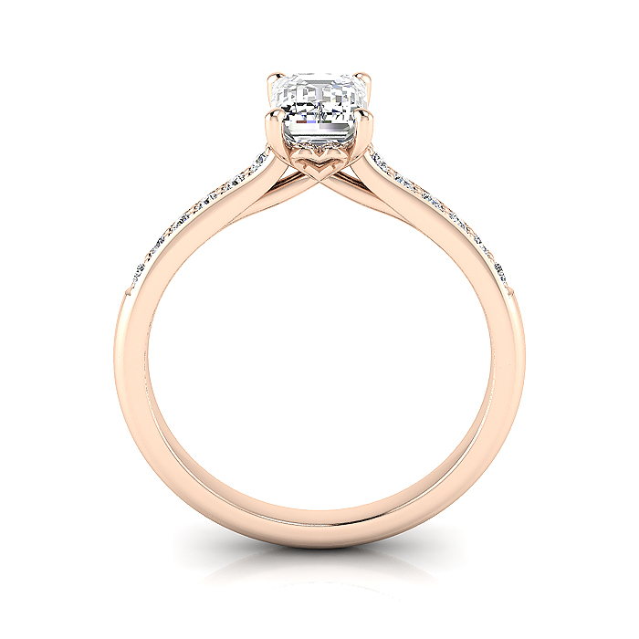 Emerald Cut Solitaire Accent Diamond Ring Rose Gold RSA1 TF
