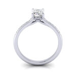 Emerald Cut Solitaire Accent Diamond Ring White Gold RSA1 TF