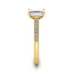 Emerald Cut Solitaire Accent Diamond Ring Yellow Gold RSA1 SV