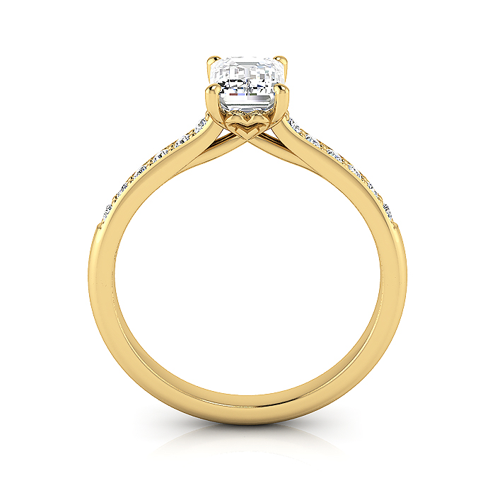 Emerald Cut Solitaire Accent Diamond Ring Yellow Gold RSA1 TF