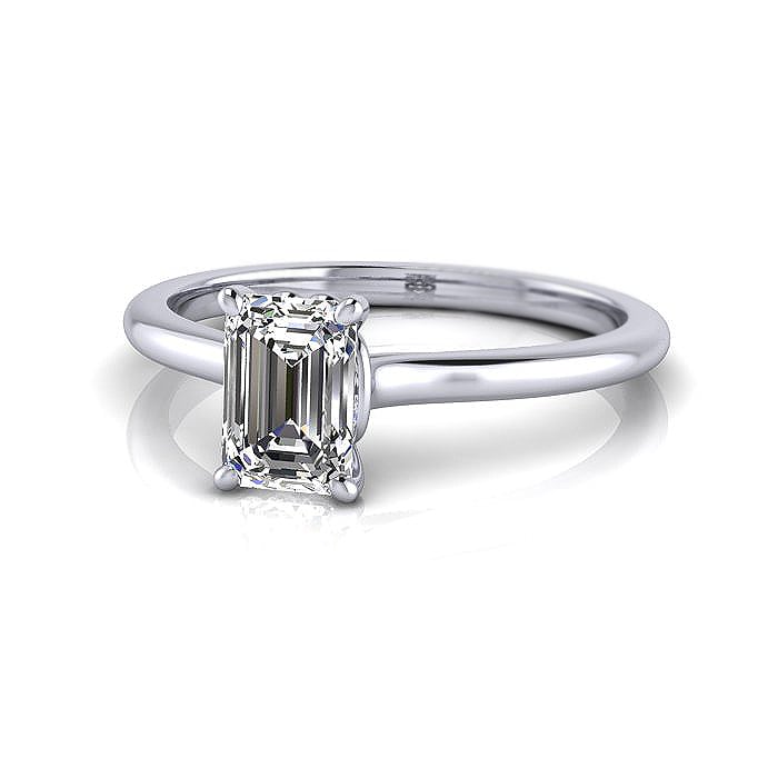 Emerald Cut Solitaire Diamond Ring Platinum RS1 LF Emerald Cut Solitaire Diamond Ring Platinum RS1 LF