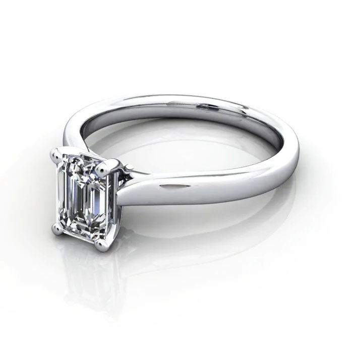 Emerald Cut Solitaire Diamond Ring Platinum RS41 LF Emerald Cut Solitaire Diamond Ring Platinum RS41 LF
