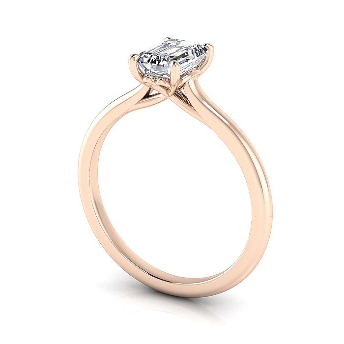 Emerald Cut Solitaire Diamond Ring Rose Gold RS1 3D Emerald Cut Solitaire Diamond Ring Rose Gold RS1 3D