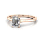 Emerald Cut Solitaire Diamond Ring Rose Gold RS1 LF Emerald Cut Solitaire Diamond Ring Rose Gold RS1 LF
